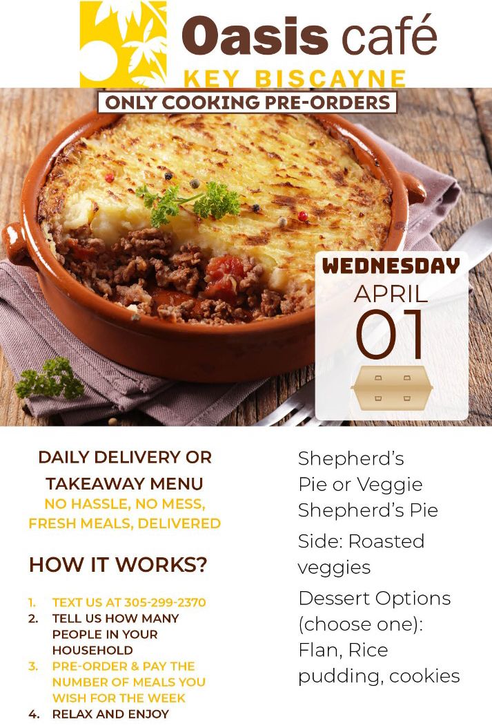 Oasis April 1 menu